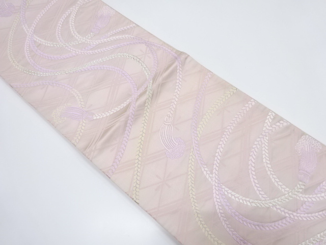 JAPANESE KIMONO / ANTIQUE FUKURO OBI / SILK / WOVEN KUMIHIMO CORD PATTERN